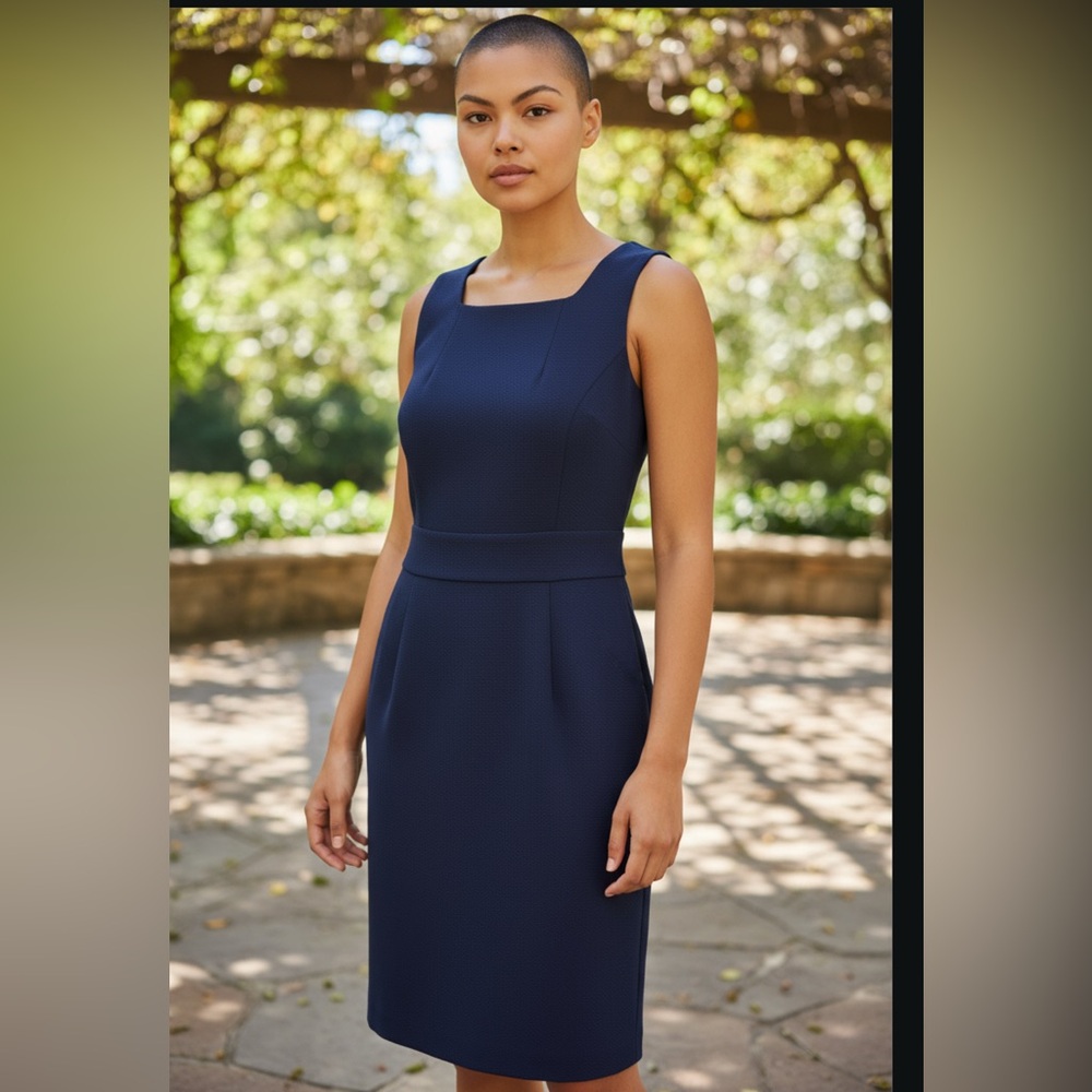 Pure Collection Navy Sheath Dress with Pockets